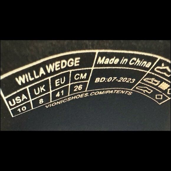 Vionic Wedge Suede Shoes Sz 10 Black Willa Leather Slip On Comfort Orthotic - Picture 10 of 11